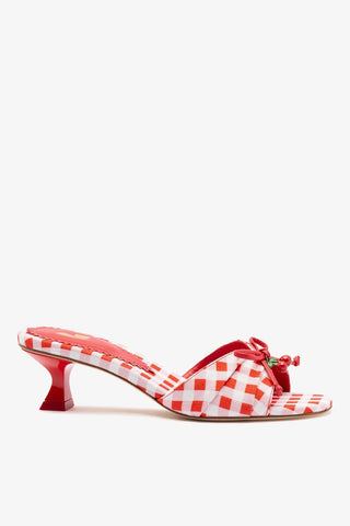 Mule Bardot Ráfia Estampado Vermelho — Larroudé