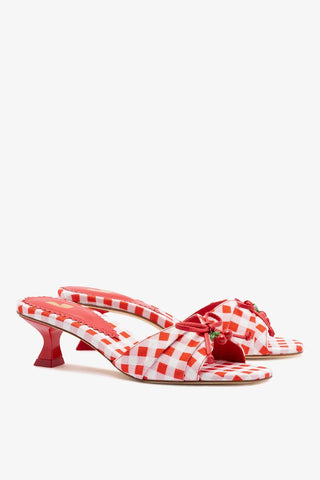 Mule Bardot Ráfia Estampado Vermelho — Larroudé