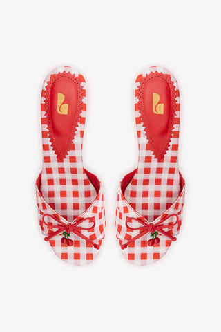 Mule Bardot Ráfia Estampado Vermelho