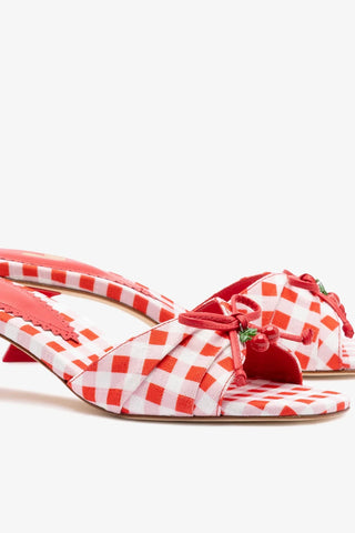 Mule Bardot Ráfia Estampado Vermelho — Larroudé