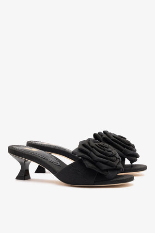 Mule Scarlet Low Ráfia Preto Womens - Shoes - Mules Larroudé