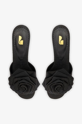 Mule Scarlet Low Ráfia Preto Womens - Shoes - Mules Larroudé