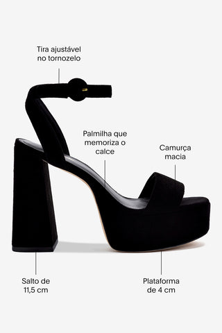 Sandália Dolly Camurça Preto Sandal Larroudé
