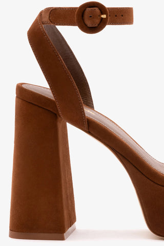 Sandália Plataforma Dolly Camurça Marrom