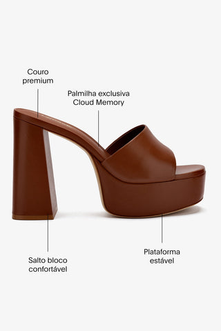 Mule Dolly Couro Caramelo