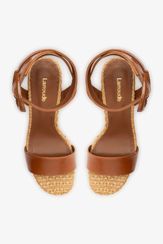 Sandália Dolly Verona Ráfia Natural e Couro Caramelo Womens - Shoes - Sandals Larroudé