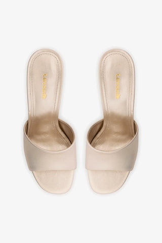 Mule Plataforma Dolly Couro Champagne Mule Larroudé
