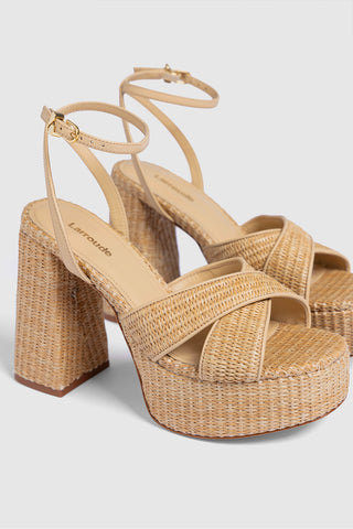 Sandália Plataforma Dolly X Ráfia Natural Sandal Larroudé