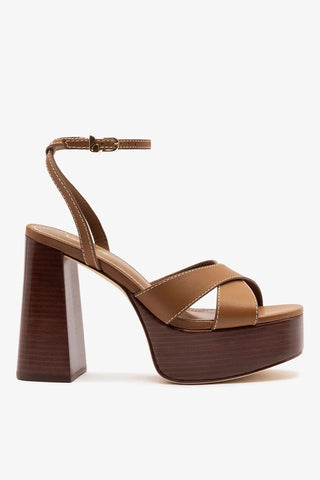 Sandália Dolly X Wood Couro Caramelo Womens - Shoes - Sandals Larroudé