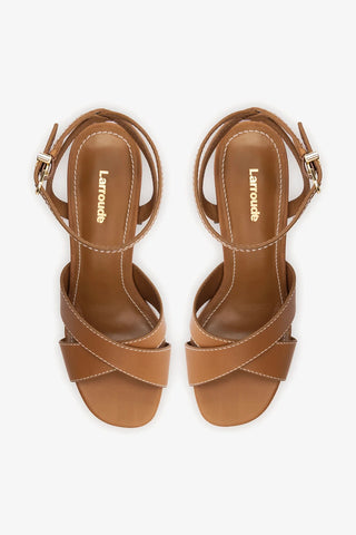 Sandália Dolly X Wood Couro Caramelo Womens - Shoes - Sandals Larroudé