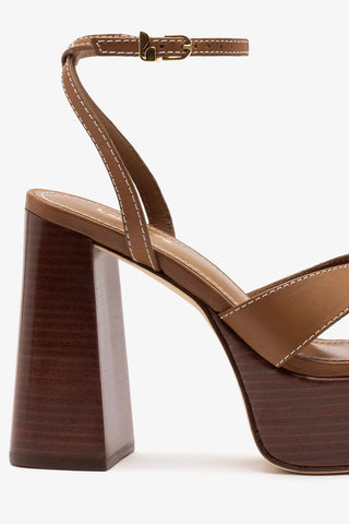 Sandália Dolly X Wood Couro Caramelo Womens - Shoes - Sandals Larroudé