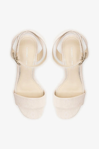 Larroudé x Markarian: Sandália Plataforma Dolly Renda Branco Sandal Larroudé x Markarian