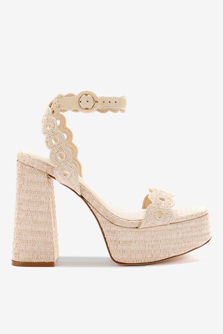 Sandália Dolly Ráfia Natural e Broderie Sandal Larroudé