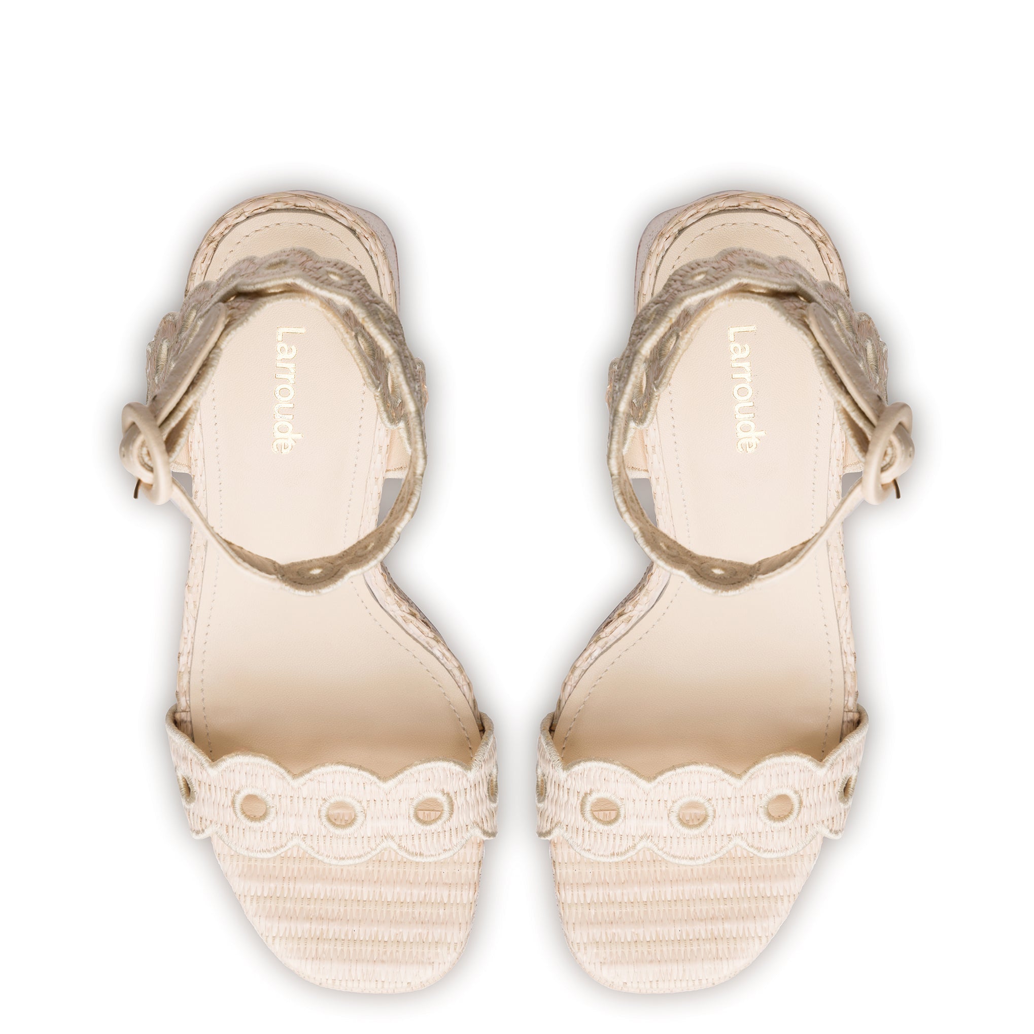 Dolly Broderie Sandal In Natural Raffia