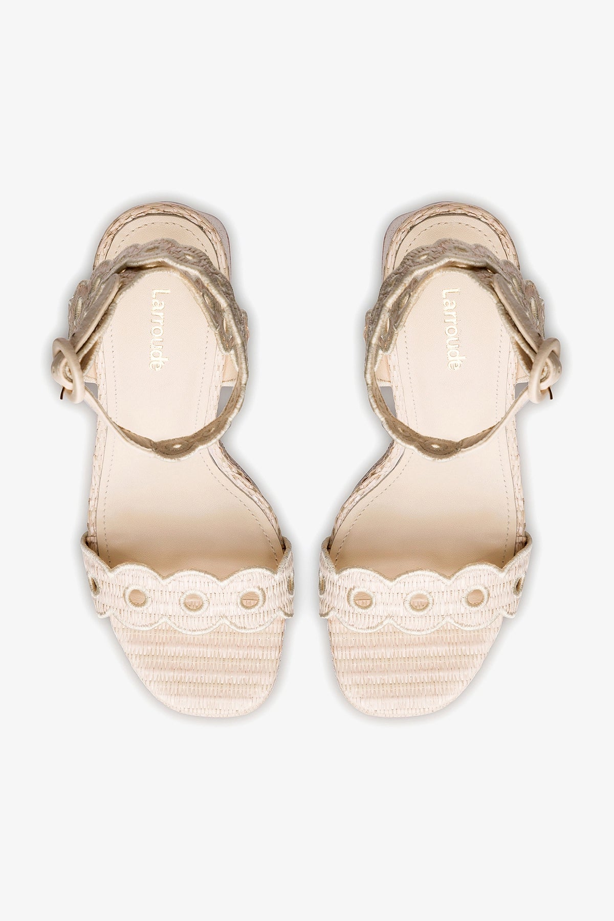 Dolly Broderie Sandal In Natural Raffia