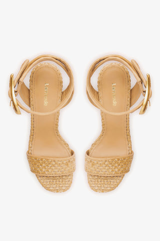Sandália Dolly Verona Ráfia Natural e Couro Bege