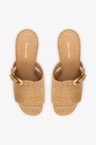 Mule Dolly Verona Ráfia Bege e Couro Bege