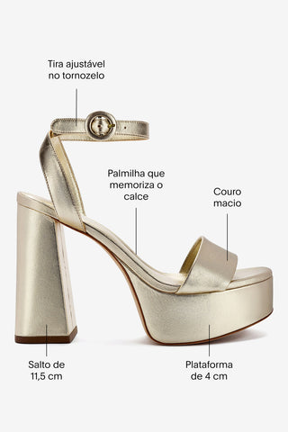 Sandália Dolly Couro Dourado Sandal Larroudé