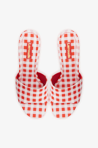 Mule Plataforma Dolly Ráfia Estampado Vermelho