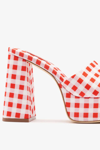 Mule Plataforma Dolly Ráfia Estampado Vermelho — Larroudé