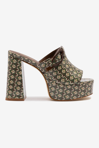 Mule Dolly Verona Couro Verniz Estampado Verde