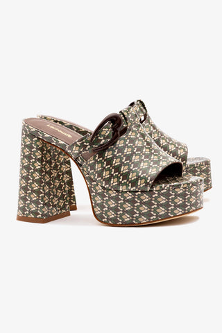 Mule Dolly Verona Couro Verniz Estampado Verde