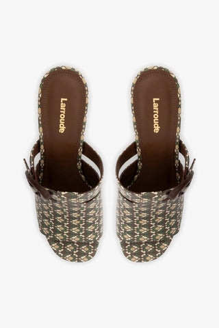 Mule Dolly Verona Couro Verniz Estampado Verde