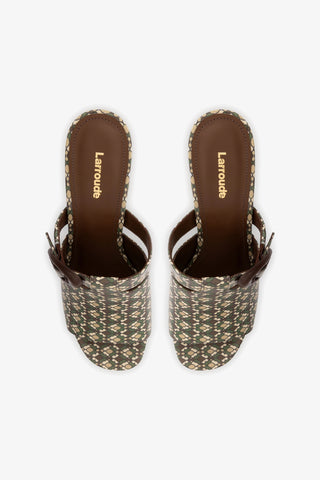 Mule Dolly Verona Couro Verniz Estampado Verde