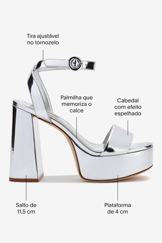 Sandália Dolly Espelhado Prateado Sandal Larroudé
