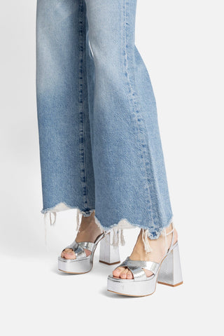 Sandália Plataforma Dolly X Couro Cobra Prateado