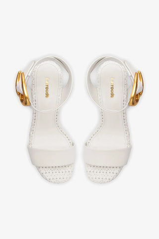 Dolly Verona Sandal In White Leather and White Raffia