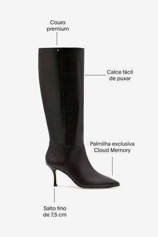 Bota Kate Mid Couro Preto