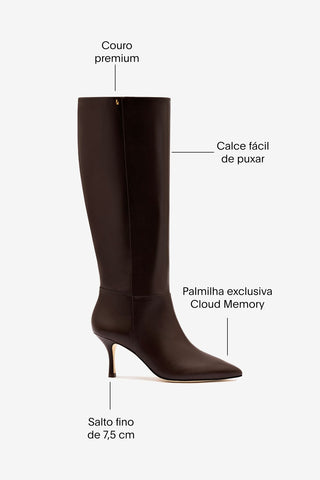 Bota Kate Mid Couro Marrom