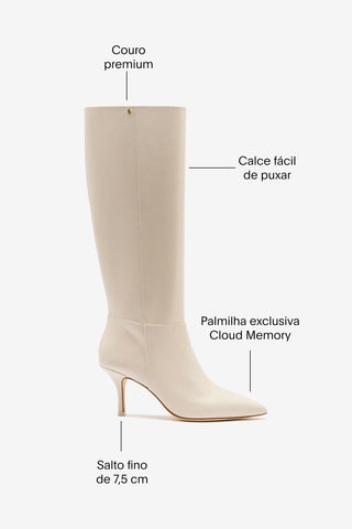 Bota Kate Mid Couro Off White