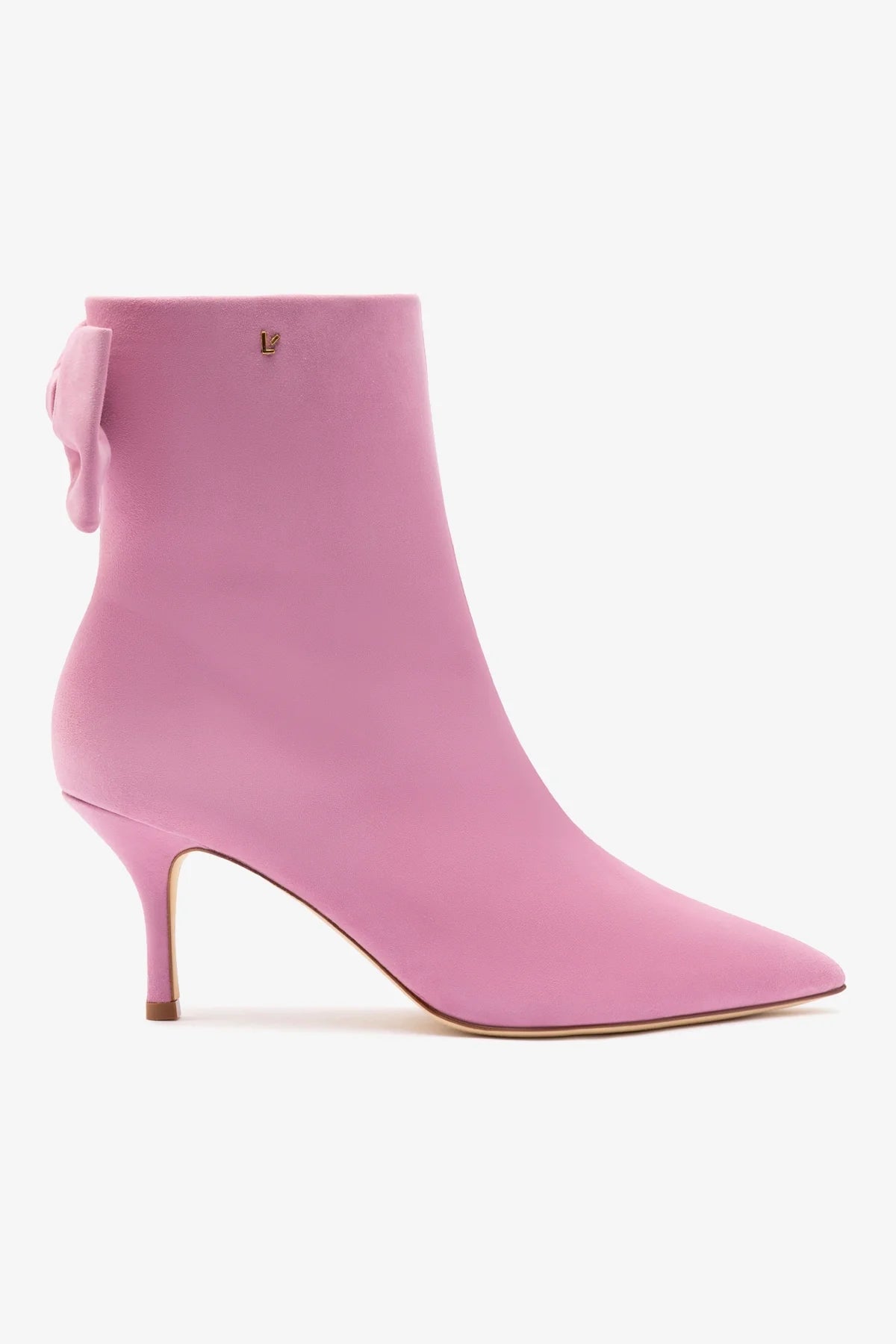 Larroudé for LoveShackFancy Bootie In Grape Ice Cream Suede