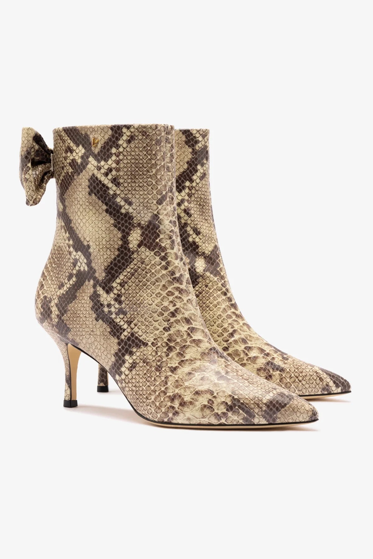 Larroudé for LoveShackFancy Bootie In Snake Print Leather