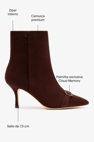 Bota Kate Mini Camurça Marrom