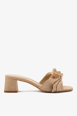 Mule Brigitte Ráfia Bege e Babados