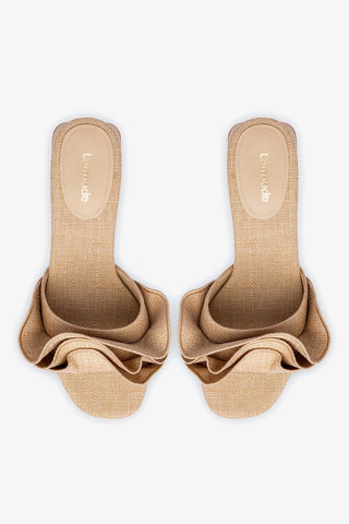 Mule Brigitte Ráfia Bege e Babados