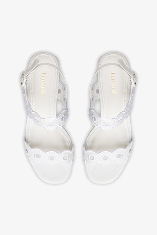 Florence Broderie Sandal In White Raffia
