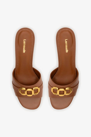 Mule Franca Couro Caramelo