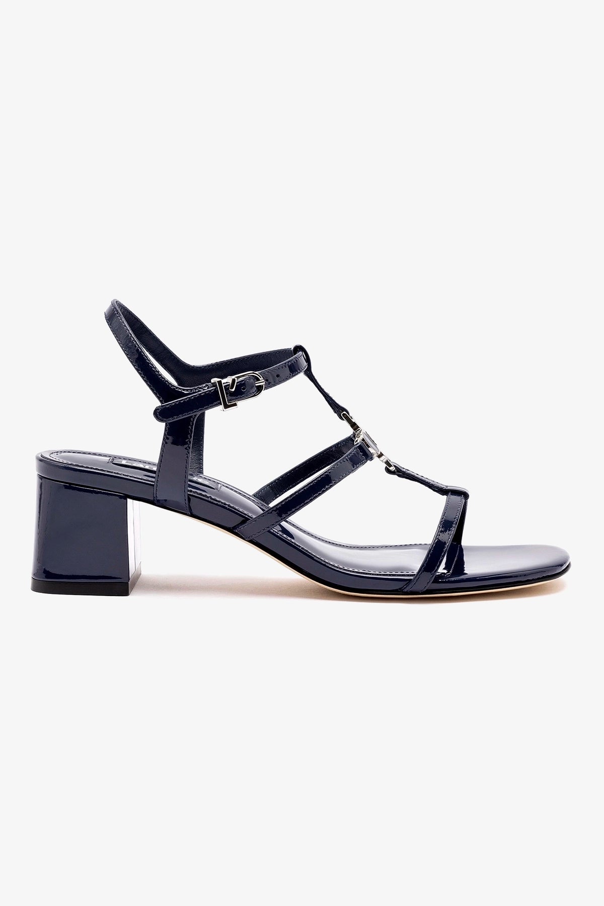 Hana Block In Navy Patent Leather