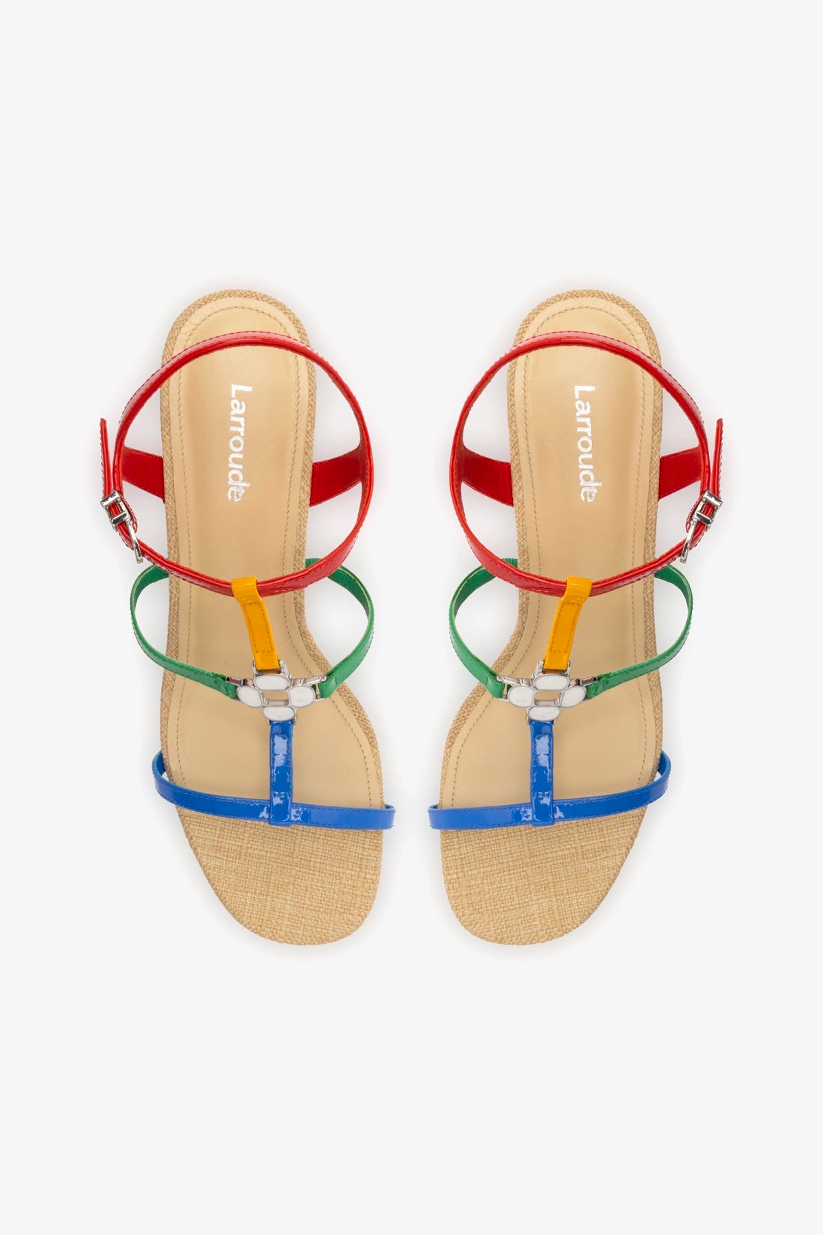 Hana Block In Multicolor Patent Leather and Raffia