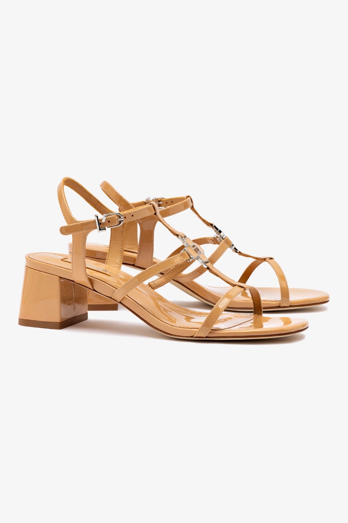 Hana Block In Tan Patent Leather