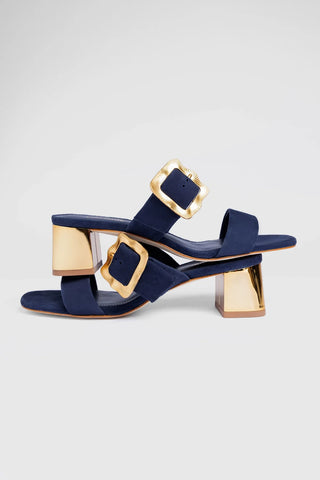 Mule Maria Camurça Azul Womens - Shoes - Sandals Larroudé