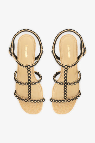 Sandália Salto Bloco Milanina Ráfia Bege