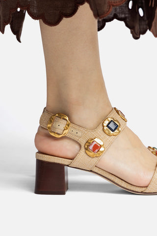 Sandália Milan Gioiello Ráfia Bege