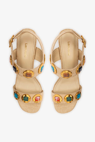 Sandália Milan Gioiello Ráfia Bege