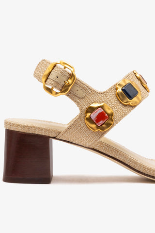 Sandália Milan Gioiello Ráfia Bege