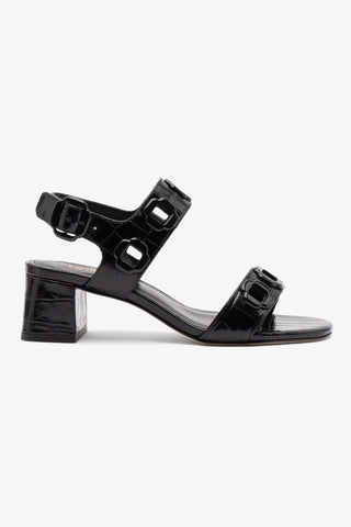 Sandália Milan Couro Croco Preto